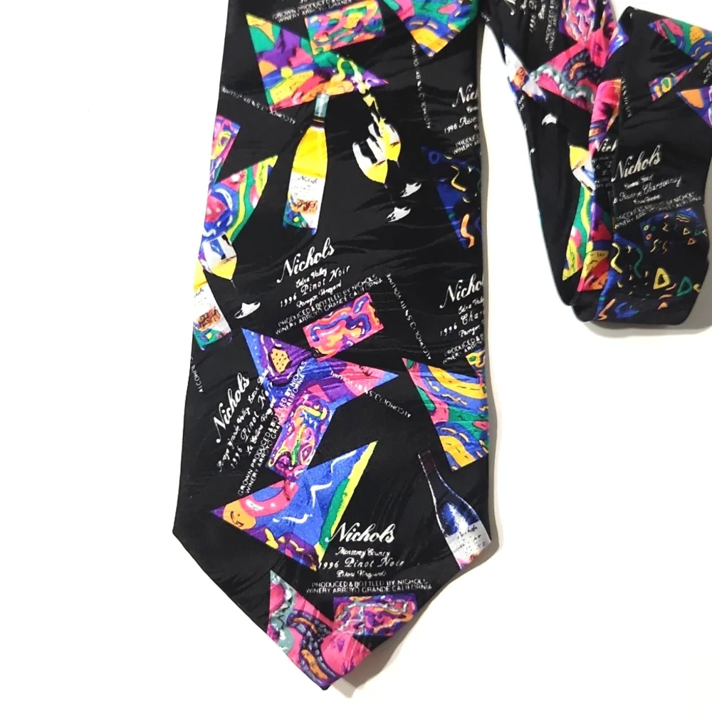 90's Wine Vogue Collection Nichols Winery Silk Tie Images of a Sommelier HTF NEW